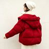 大红色羽绒服女冬短款棉袄，宽松ins面包服外套，小棉衣学生潮