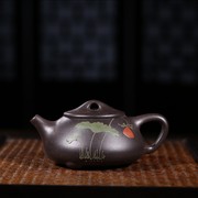 宜兴紫砂壶手工石瓢黑金刚茶壶功夫茶具单壶家用小容量240ml