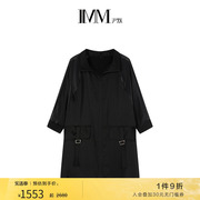 三醋酸系列IMM尹默女装夏时尚通勤黑色半透明翻领外套