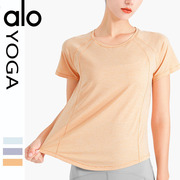 alo瑜伽短袖圆领宽松网孔，运动t恤罩衫，冰凉透气速干健身短袖