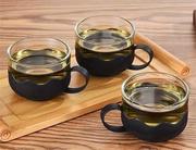 玻璃杯小茶杯带把小罐茶杯子耐高温透明功夫茶单只主人杯茶具10只