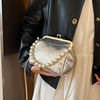 跨境小众设计串珠贝壳2024欧美复古质感手提单肩包高颜值女包