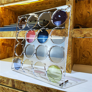 亚克力高清透明镜片展示架太阳镜，镜片陈列道具近视眼镜，镜片展示盒