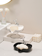 轻奢个性肥皂盒陶瓷双层家用浴室沥水香皂置物架创意台面收纳皂架
