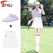 高尔夫服装 夏季女士短袖背心 运动防走光短裙球帽套装  白色