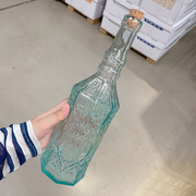复古浮雕绿色密封瓶西班牙乡村风食品级玻璃瓶家用木塞醒酒酿酒瓶