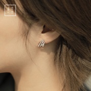 沈太太(沈太太)s925纯银饰品，女日韩简约折线，几何耳钉创意设计个性气质耳饰