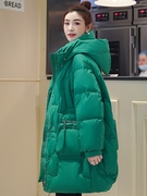 绿色羽绒棉服女冬季2023中长款时尚加厚通勤女款洋气潮流外套