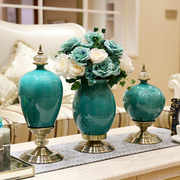 高档欧式美式客厅陶瓷花瓶摆件家居干花插花仿真花艺套装餐桌玄关