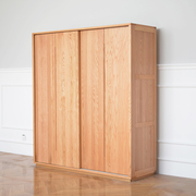 全实木衣柜现代简约橡木，移门储物柜北欧卧室，推拉门衣橱多功能收纳