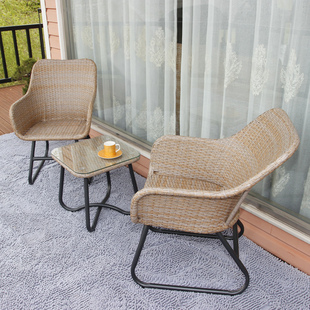 阳台小桌椅藤椅三件套组合户外休闲田园风创意，室外花园庭院桌椅子