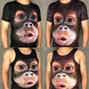 灵活的猴子印花短袖3d大码男装，t恤衫大肚腩胖子衣服大嘴猩猩半袖