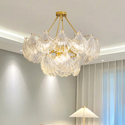 客厅吊灯后现代简约轻奢卧室灯，创意大气贝壳，水晶玻璃主卧餐厅灯具