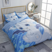 卡通小怪兽儿童床上用品四件套单双人(单双人)1.2米床笠婴儿被罩床单3件套