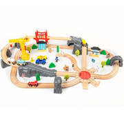 木质大型轨道车电动小火车套装轨道木制儿童益智玩具带桌子游戏桌