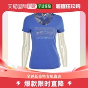 香港直邮Emporio Armani 安普里奥 阿玛尼 宝蓝色棉氨纶女士T恤 3