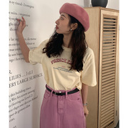 2023夏季韩系女装字母印花宽松t恤女小个子，百搭休闲显瘦短袖