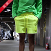 韩国夏季潮牌沙滩裤荧光色骷髅头刺绣做旧运动健身跑步流行短裤男