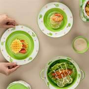 创意仙人掌造型碗盘釉下彩儿童沙拉，碗餐具家用陶瓷泡面碗汤碗烤盘