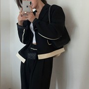 黑色小西装外套女短款2023小个子复古气质高级设计感休闲西服