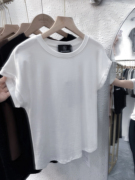 2024韩版简约高级感纯色上衣，柔软舒适百搭小飞短袖白色圆领t恤女