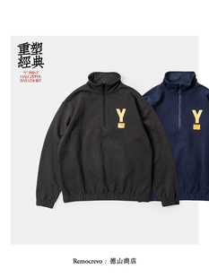 REMOCREVO“Y”PRINT Half Zipper Sweatshirt纯棉印花半拉链卫衣