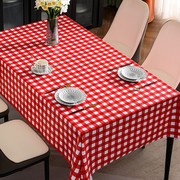 品2024新年桌布免洗防油防水防烫PVC茶几餐桌台布长方形方格子红
