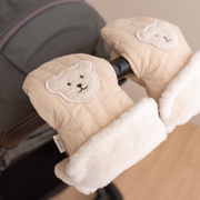 韩版婴儿推车妈妈保暖手套，冬季加厚加绒伞车扶把手套防风防冻通用