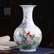高档景德镇陶瓷器花瓶摆件客厅，插花粉彩瓷瓶，中式家居电视柜装饰工