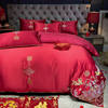 纯棉全棉四件套红色系结婚床单床笠婚庆龙凤被套被罩新婚床上用品