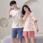 纯棉薄款可外穿男女士，休闲家居服套装夏季韩版情侣睡衣两件套