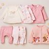 英国next童装婴儿女宝宝，春粉色花朵纯棉长袖，t袖上衣娃娃衫3件