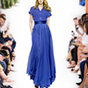 欧洲站夏季套装裙时尚高级感蓝色衬衫a字半身裙两件套套装女