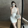 新中式白色背心裙蕾丝甜辣性感，收腰修身包臀短裙气质连衣裙女夏季