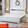 实木床18m15米现代简约时尚双人床白橡木黑白色床卧室烤漆童
