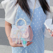 夏季儿童包包小女孩手提斜挎包时尚洋气装饰包珍珠网红闪亮可爱包