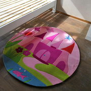 粉色城堡公主地毯女儿房间卧室床边卡通儿童地垫样板间手工晴纶毯