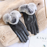 反季真皮手套獭兔毛口皮手套触屏秋冬季保暖加绒整皮手套