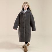 小朵啦儿童皮草外套女童装，男宝宝羊羔，毛加厚(毛加厚)长款韩版冬季大衣