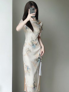 新中式国风提花旗袍2024夏季年轻款少女高级感优雅气质连衣裙