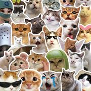 150张搞怪猫咪表情贴纸可爱沙雕，手机壳笔记本装饰防水贴纸diy