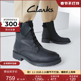 Clarks其乐女鞋马丁靴秋冬复古登山靴高帮保暖牛皮女靴