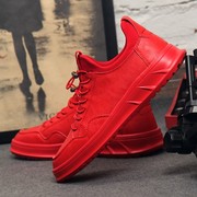 品牌高档男式本命年红色鞋子男士，大红运动鞋中国红休闲板鞋红鞋男