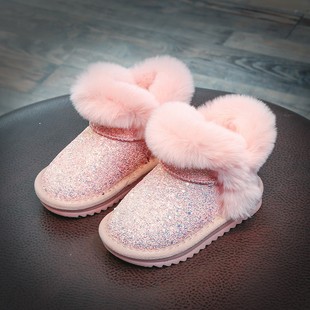 女童雪地靴2023年冬季儿童保暖宝宝防滑短靴防水加厚公主棉鞋
