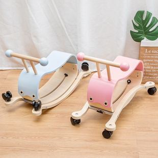 木制儿童四轮助力平衡滑行车，防侧翻溜溜车室内区域宝宝学步车玩具
