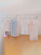 阿宝托比儿童亲子短袖睡裙2023夏季居家甜美纯色白色粉色蓝色纱裙