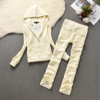 2024春秋季天鹅绒运动套装女修身显瘦休闲服净色两件套白色
