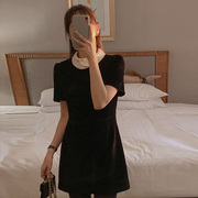 韩国直邮2023年冬装cherrykoko优雅时尚气质短袖，高腰显瘦短连衣裙