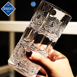 捷克bohemia进口水晶玻璃xo威士忌杯洋酒杯刻花高水杯(高水杯)果汁饮料杯