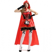 M-XXL万圣节披风小红帽服装 红色斗篷角色制服 化装舞会表演服